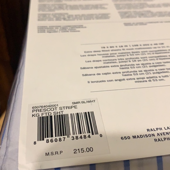 Ralph Lauren Prescot Blue Stripe KING Sheet Set